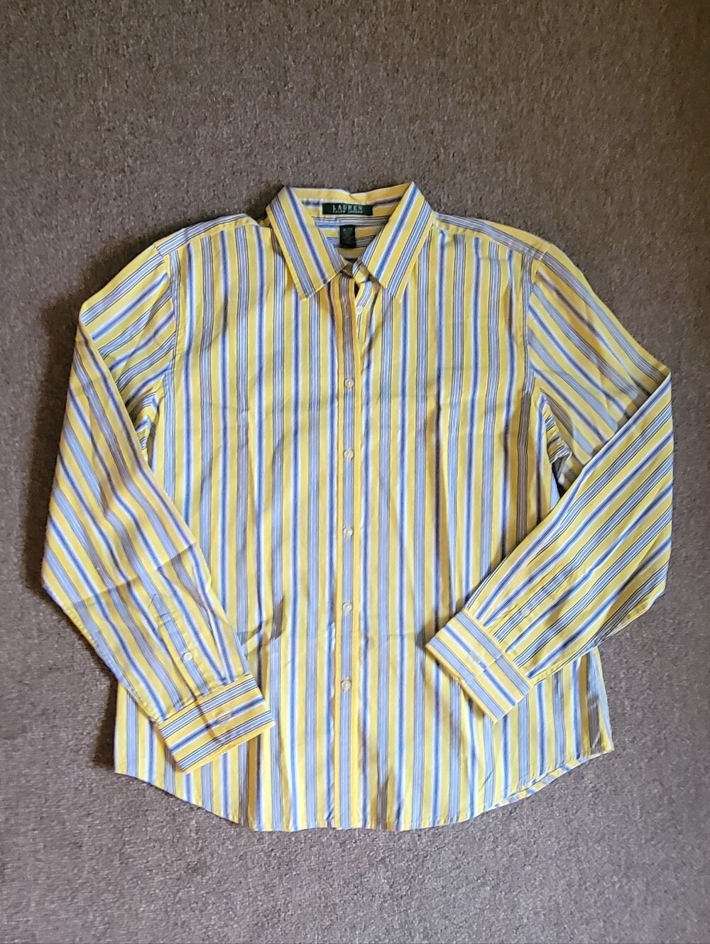 NWOT Women's Size XL Lauren Ralph Lauren Yellow/ Blue Stripes Long Sleeve Shirt